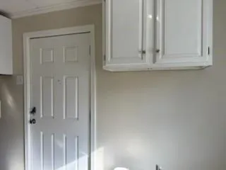 a view of wooden door