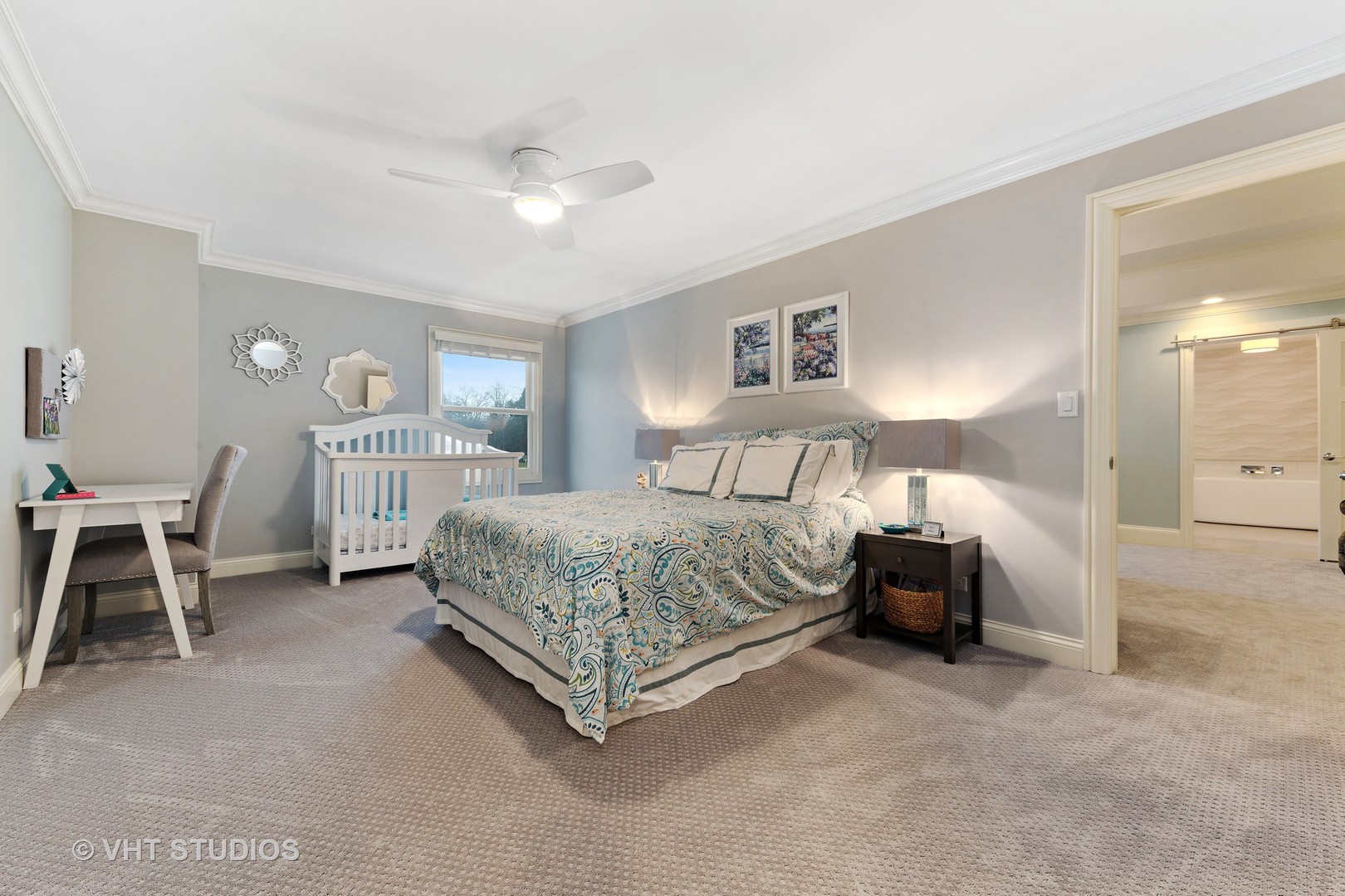 2801 Meyers Road Oak Brook, IL 60523 - Photo 30 of 48 a bedroom with a bed and a table