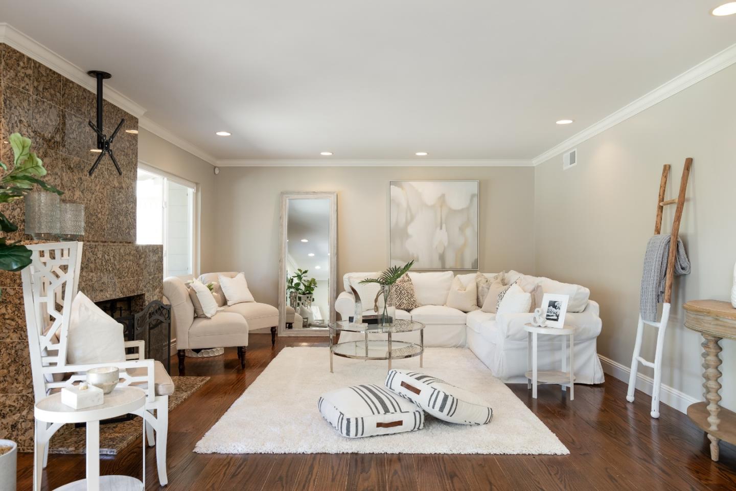 356 Barbara Way Hillsborough, CA 94010 - Photo 3 of 37 a living room with furniture large window and wooden floor