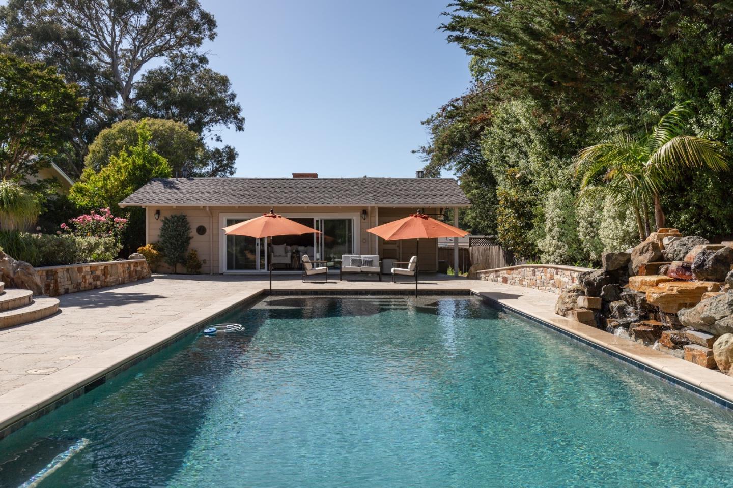 356 Barbara Way Hillsborough, CA 94010 - Photo 33 of 37 swimming pool view with plants and large trees
