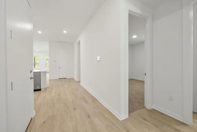 a view of a big room with wooden floor