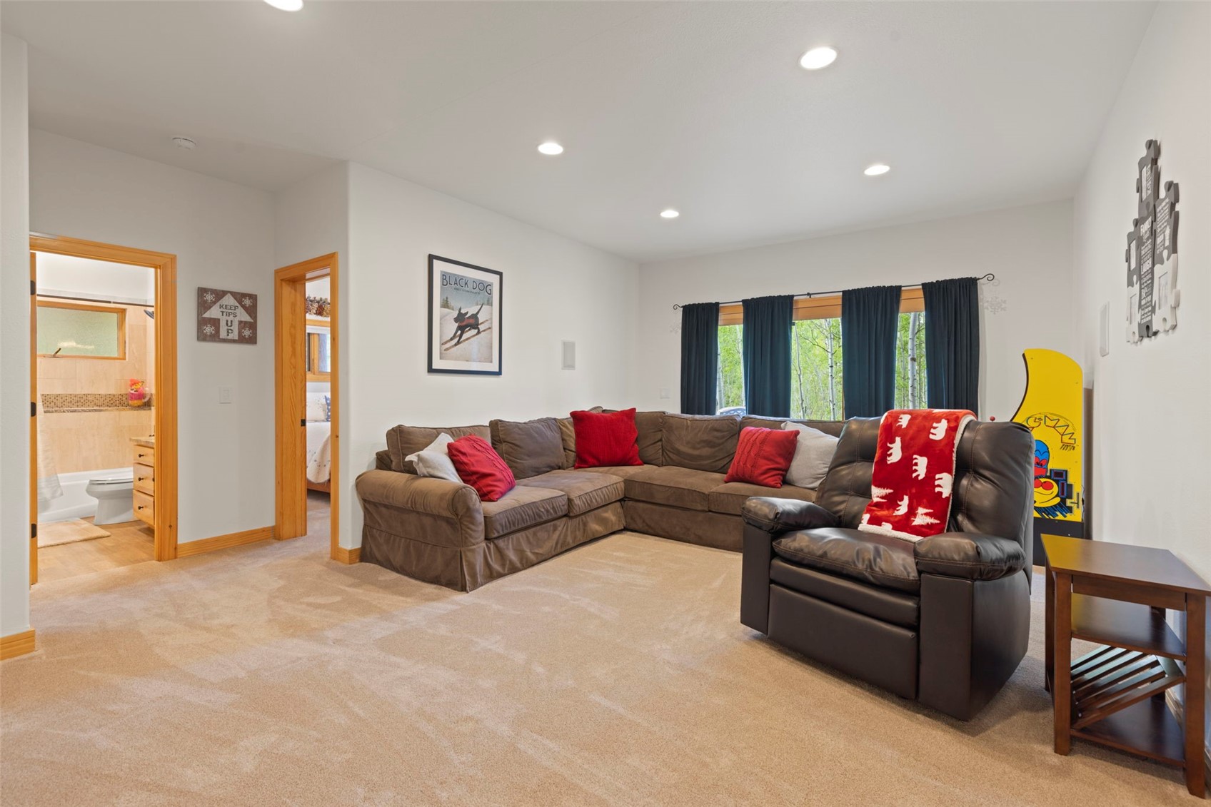 736 Wild Rose Road Silverthorne, CO 80498 - Photo 33 of 49 Living area with carpet floors and recessed lighting