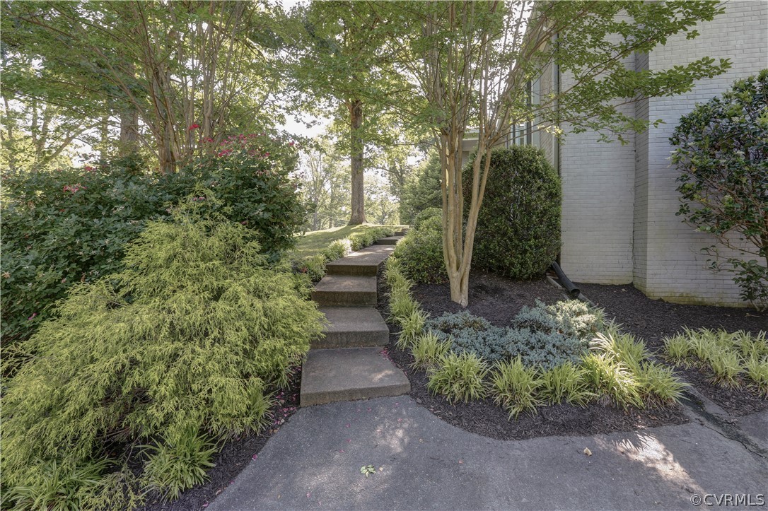 7741 Marilea Road Richmond, VA 23225 - Photo 3 of 44 a view of a pathway with plants and large trees