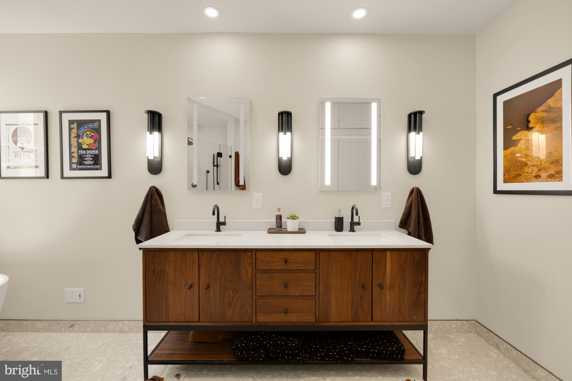 1834 Park Road Northwest Washington, DC 20010 - Photo 35 of 67 Walnut vanity and designer tile choices