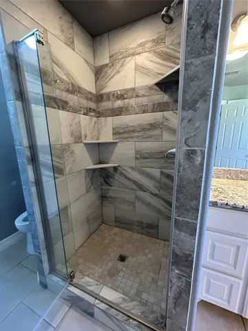 a bathroom with a shower