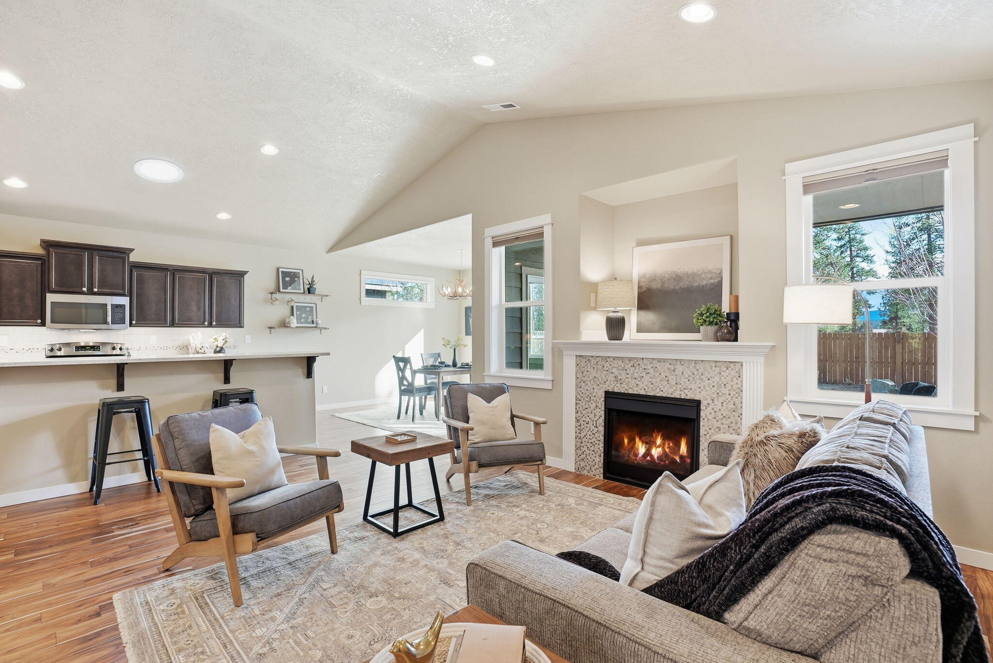 1255 McKinney Butte Road, Unit E Sisters, OR 97759 - Photo 2 of 43 Great Room with Propane Fireplace