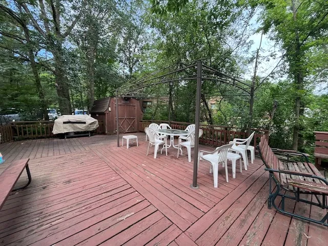 a view of a patio on the roof deck