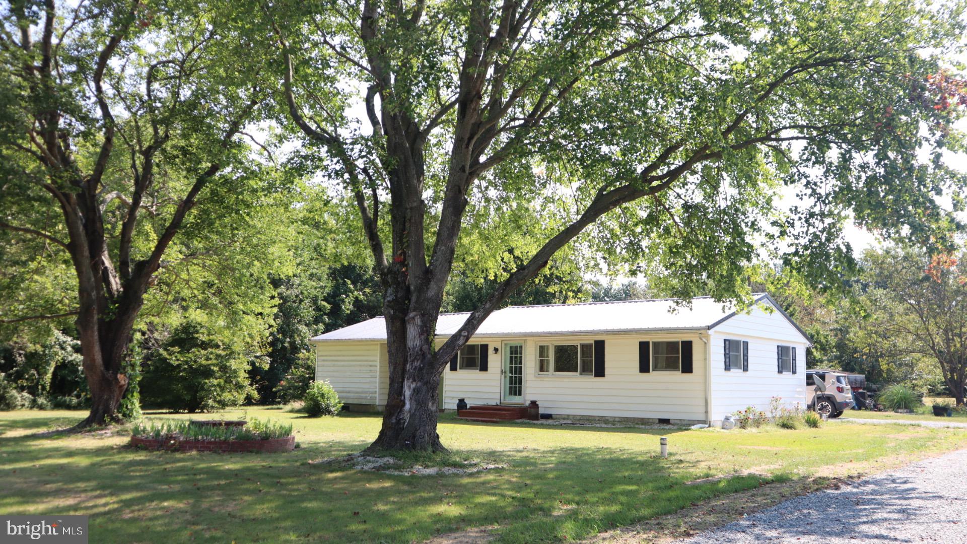 a white house in middle of the forest
