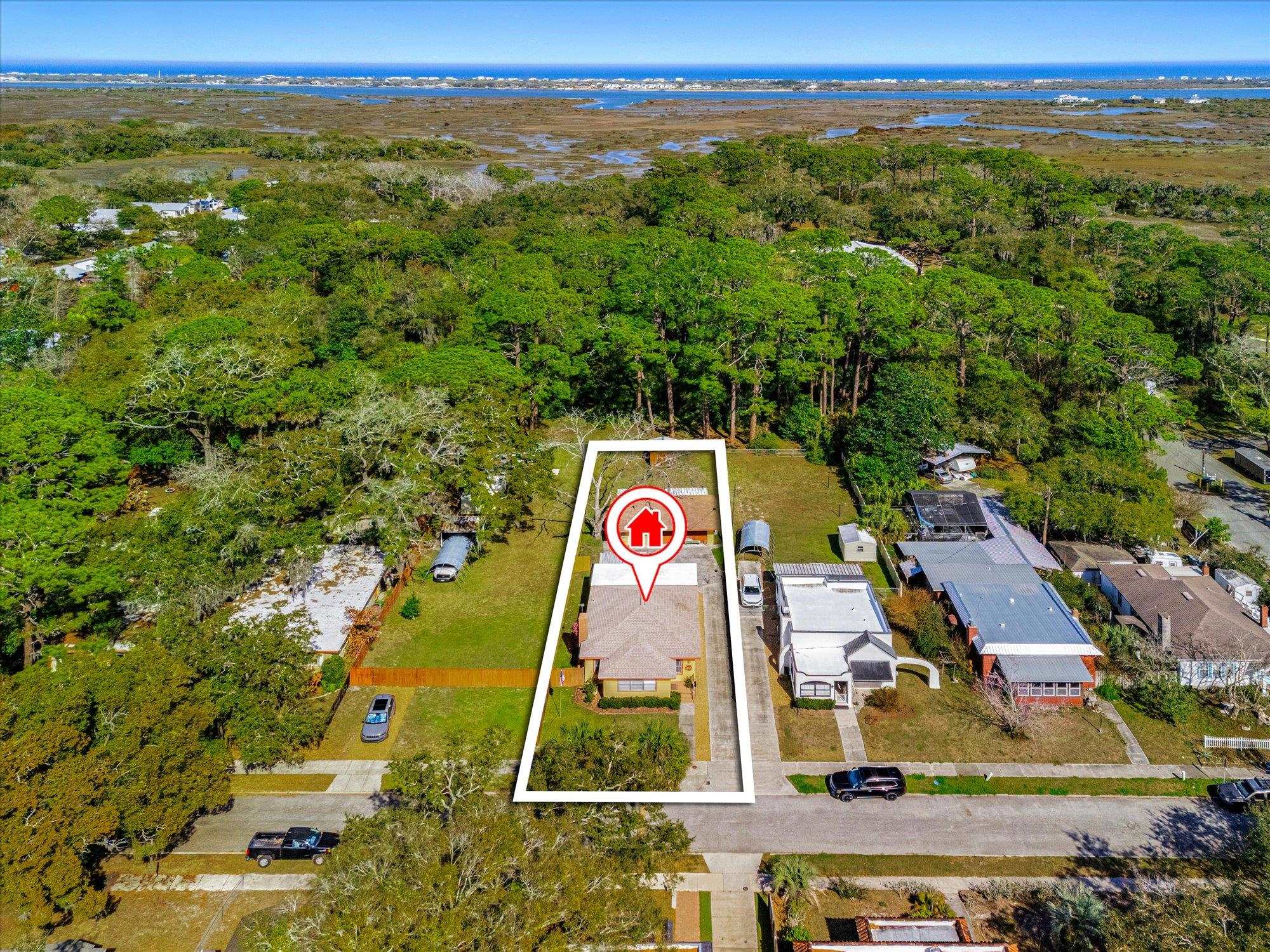 116 Colon Avenue St. Augustine, FL 32084 - Photo 35 of 42 Aerial view of residential area featuring a nearby body of water