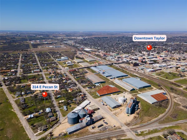 an aerial view of a city