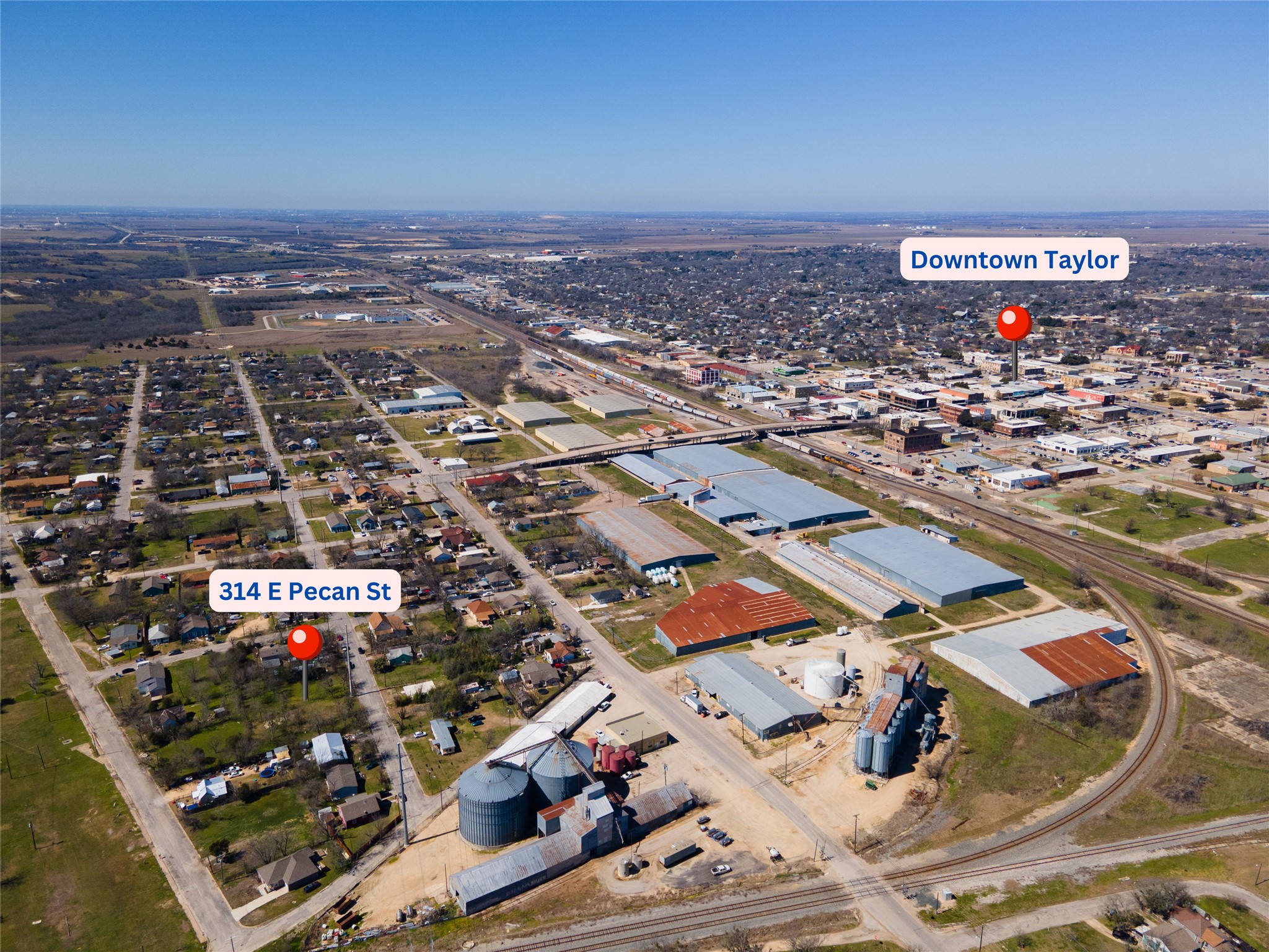 Aerial overview of property's location