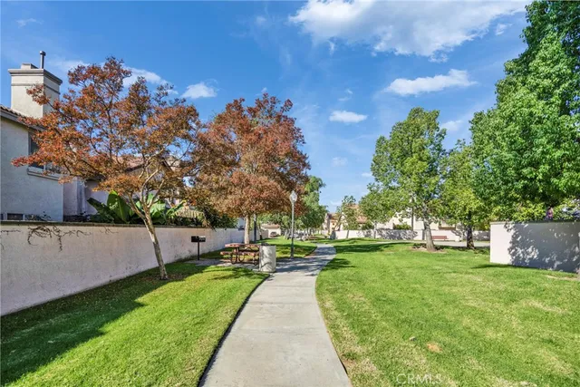 a view of a backyard with green space