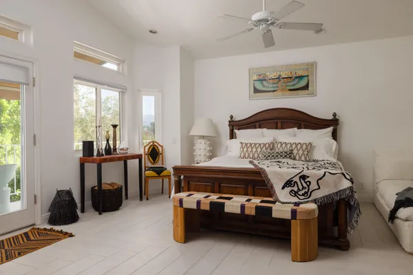 a room with a rug