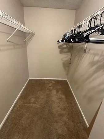 a view of a room with racks on the wall