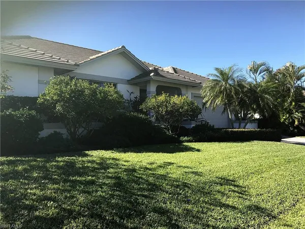 a view of house with yard and plants