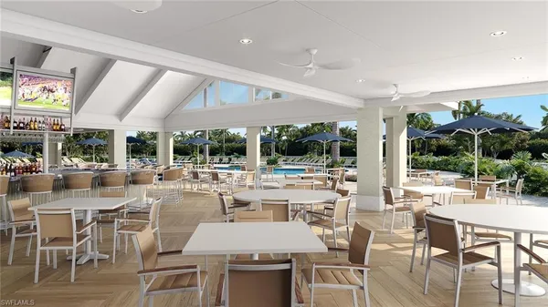 a view of a dining area with furniture window and outside view