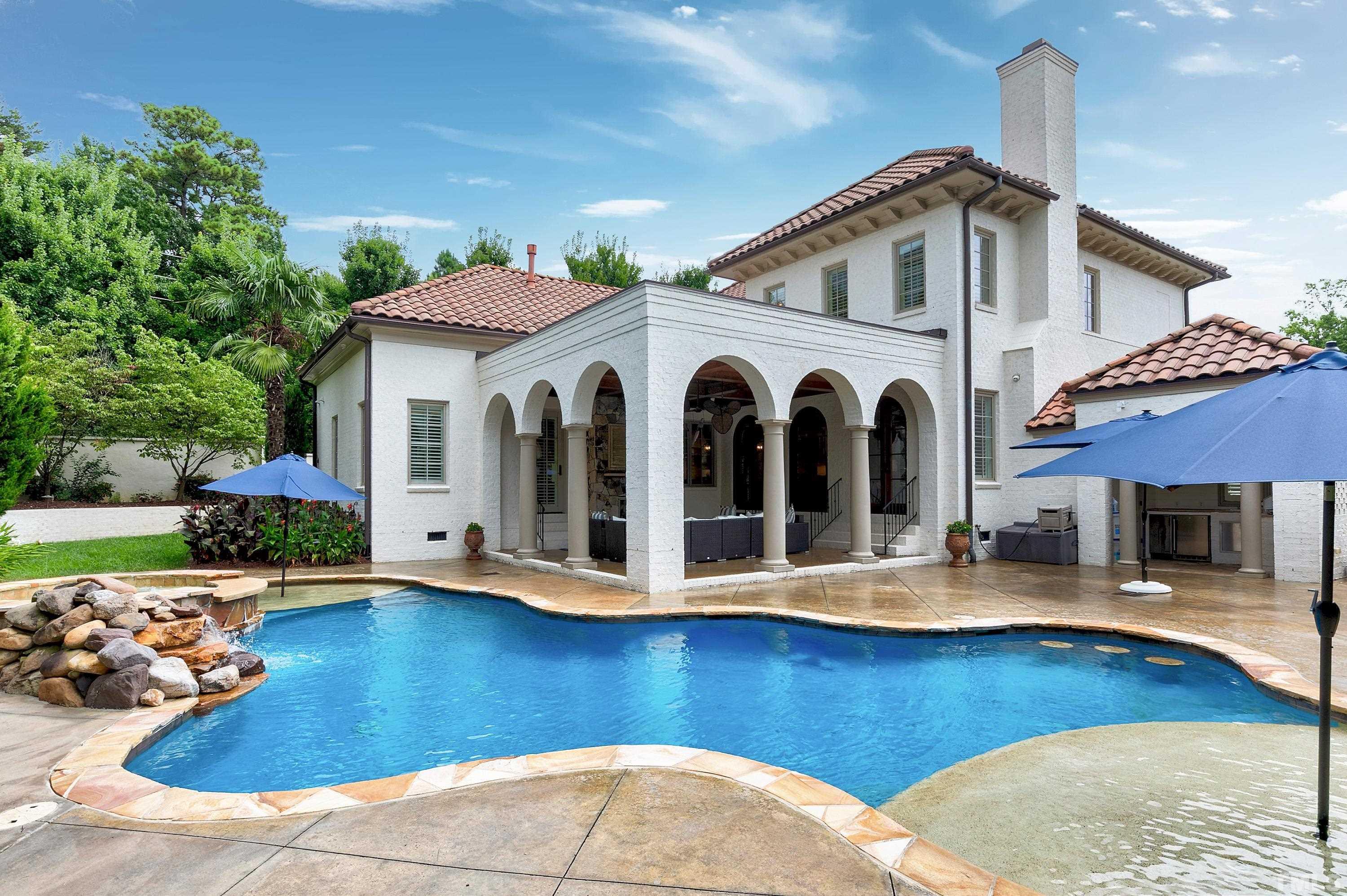 3725 Rolston Drive Raleigh, NC 27609 - Photo 1 of 6 Relax in the stunning SALTWATER POOL w/ spill over WATERFALL! Pool is 3 ft / 5ft/ 3ft. Two areas for sunbathing. Outdoor space complete w/ outdoor kitchen and half bath. PARADE OF HOMES WINNER - SPECIAL FEATURE!