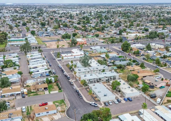 an aerial view of a city