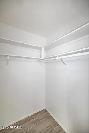 a view of a room with racks on the wall
