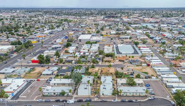 an aerial view of a city