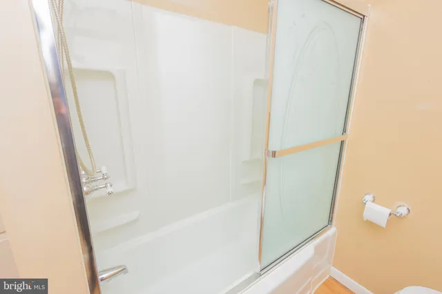 a bathroom with a bathtub