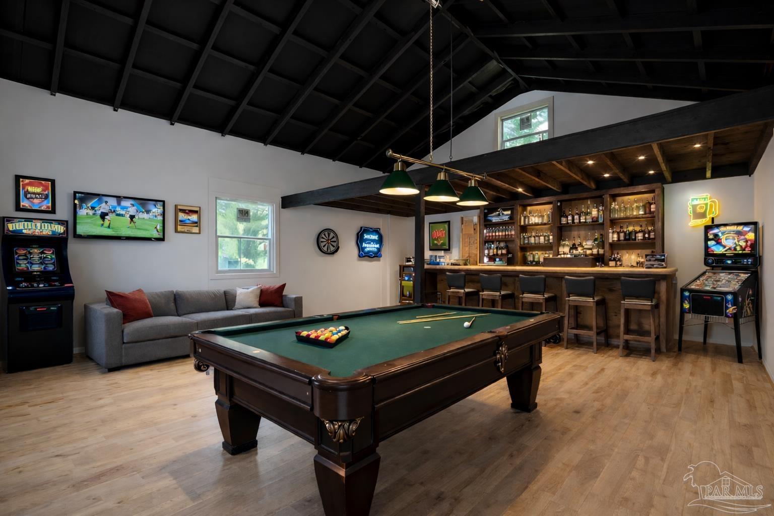 4885 Mayo Circle Pace, FL 32571 - Photo 41 of 44 a living room with pool table and a wooden floor