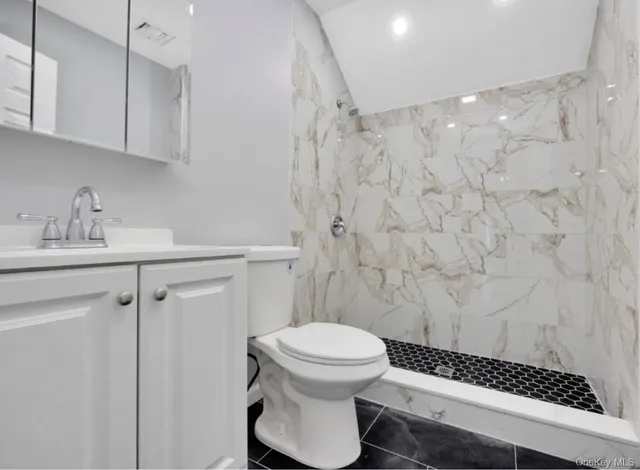 a bathroom with a toilet a sink and a shower