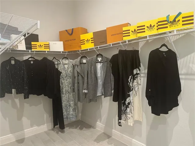 a close view of walk in closet