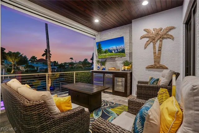 a outdoor living space with furniture