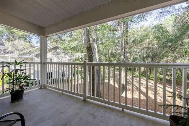 a view of a porch with furniture