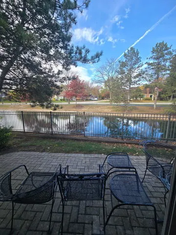 a view of a terrace with furniture