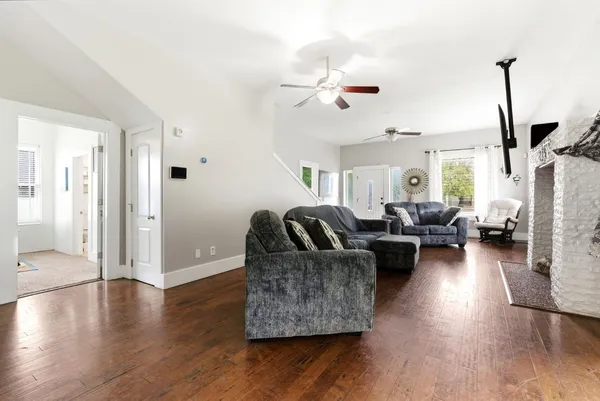 a living room with furniture