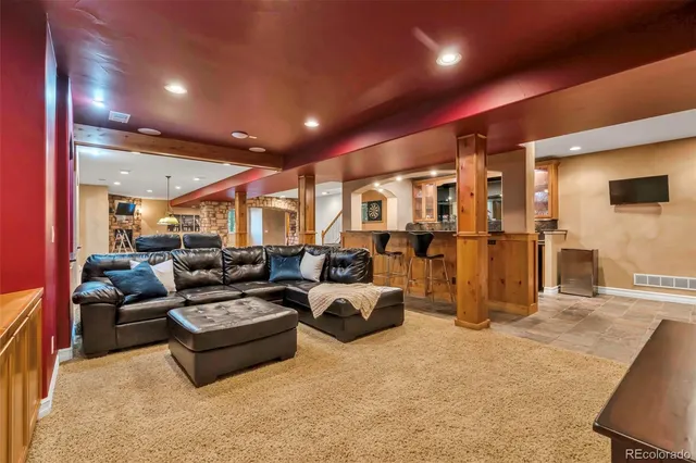 a living room with furniture