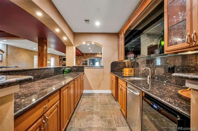 a view of a hall with stairs