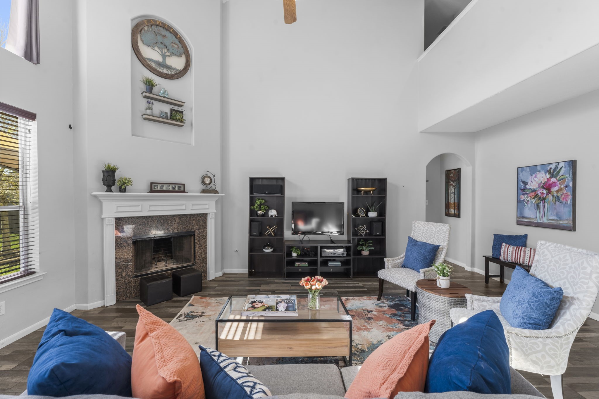 9011 Cedar Run Falls Tomball, TX 77375 - Photo 8 of 30 a living room with furniture and a fireplace