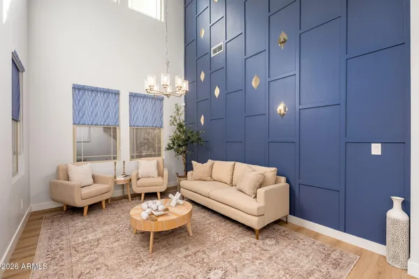 a living room with furniture