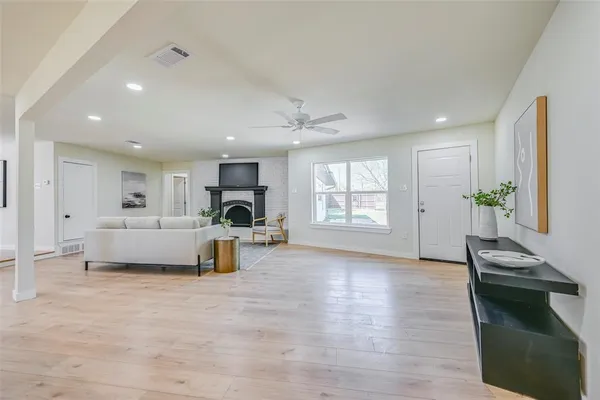 a living room with furniture and a couch