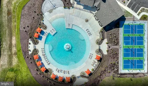 an aerial view of a highlighted house
