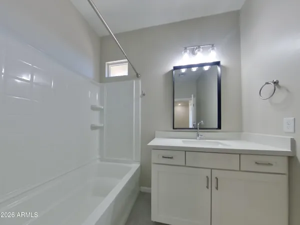 a view of a small space with a window