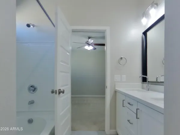 an empty room with closet