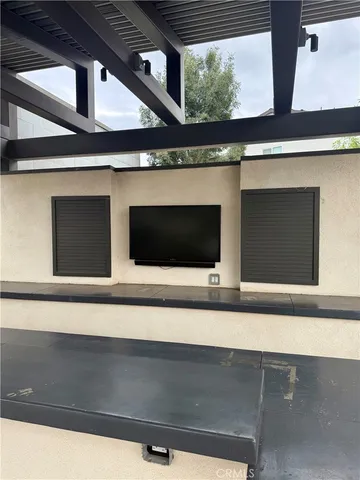 a view of a swimming pool with a garden