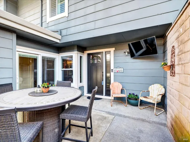 a outdoor view with a sitting space