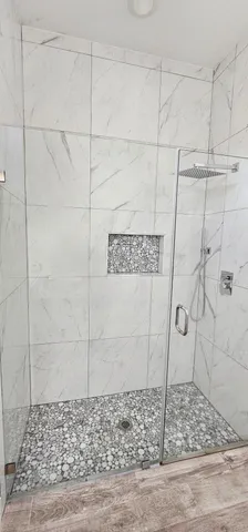 a bathroom with a shower