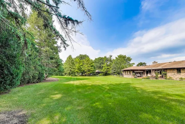 a backyard of a house with lots of green space