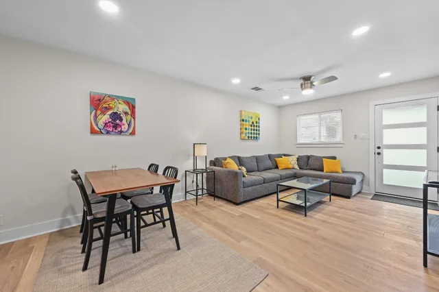 a living room with furniture and a couch