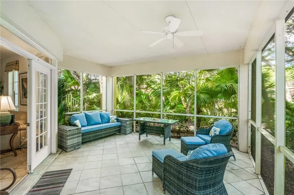 a outdoor living space with furniture and garden view