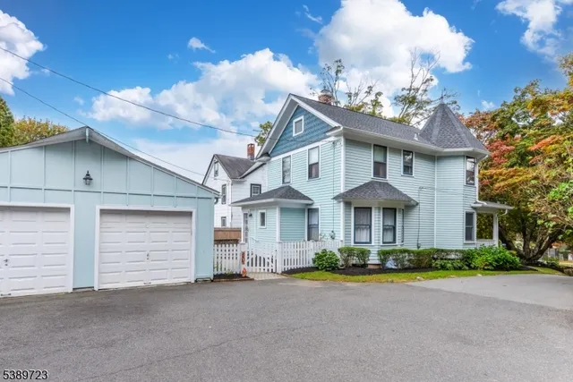 a view of a backyard with large trees and plants
