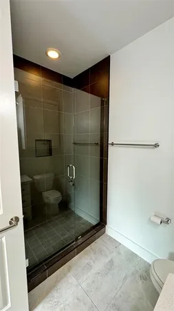 a bathroom with a shower