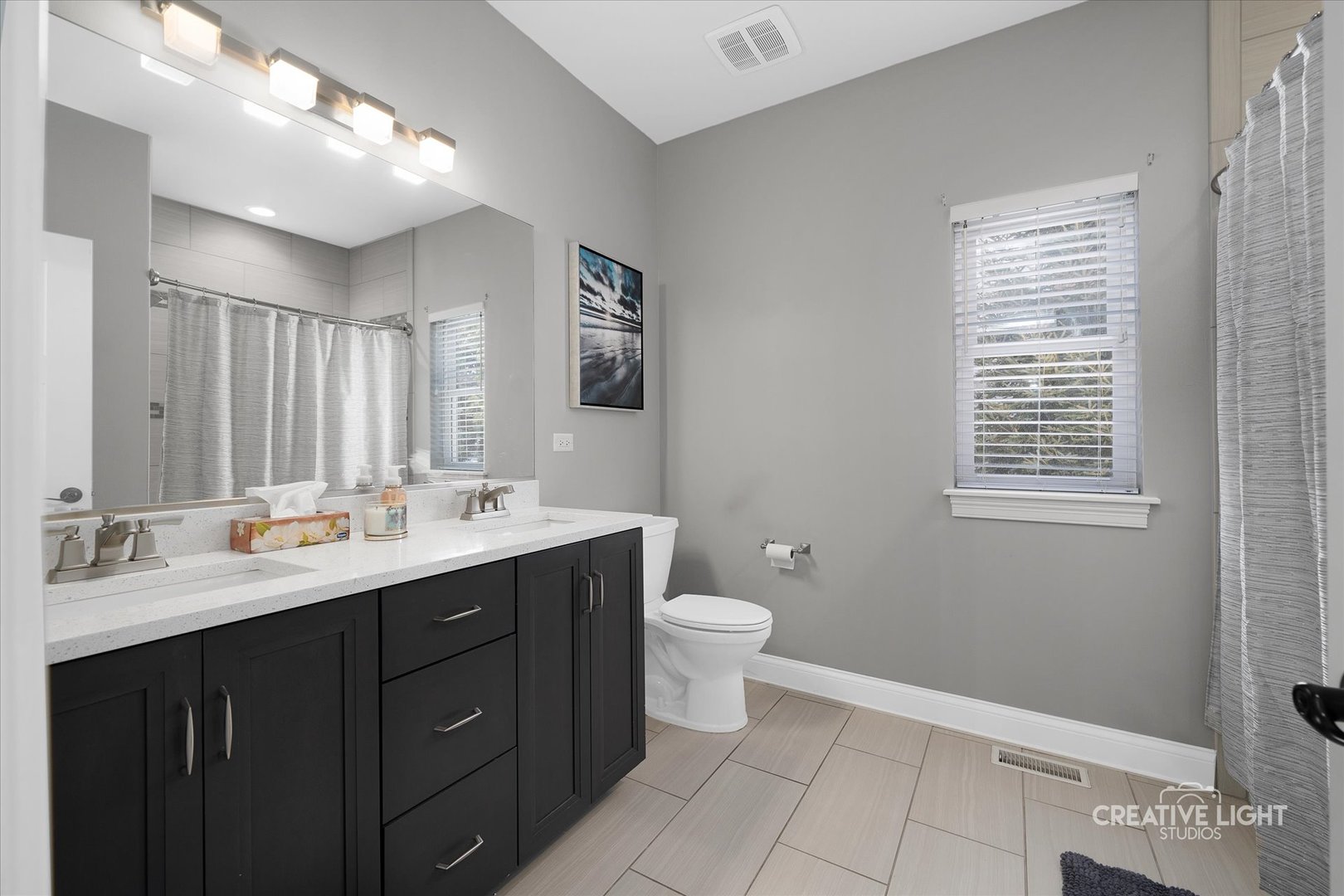 673 Greenfield Road Sugar Grove, IL 60554 - Photo 13 of 31 a bathroom with a double vanity sink toilet and mirror