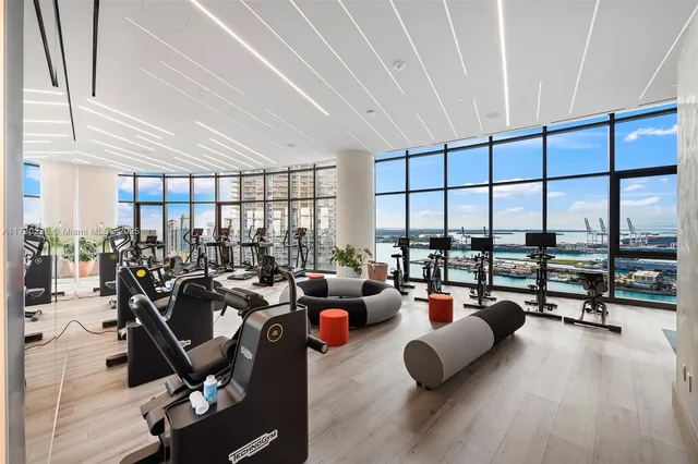 a view of a room with gym equipment